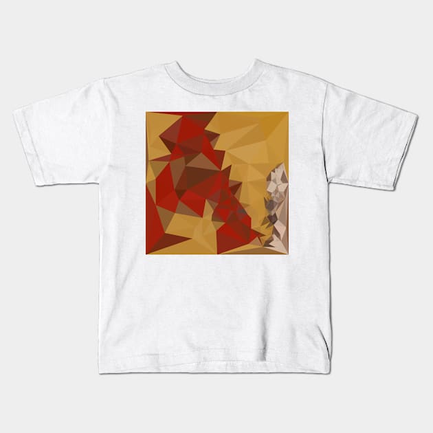 Red Ginger Abstract Low Polygon Background Kids T-Shirt by retrovectors